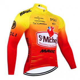Wielershirt 2024 St. Michel-Auber93 Lange Mouw Rood